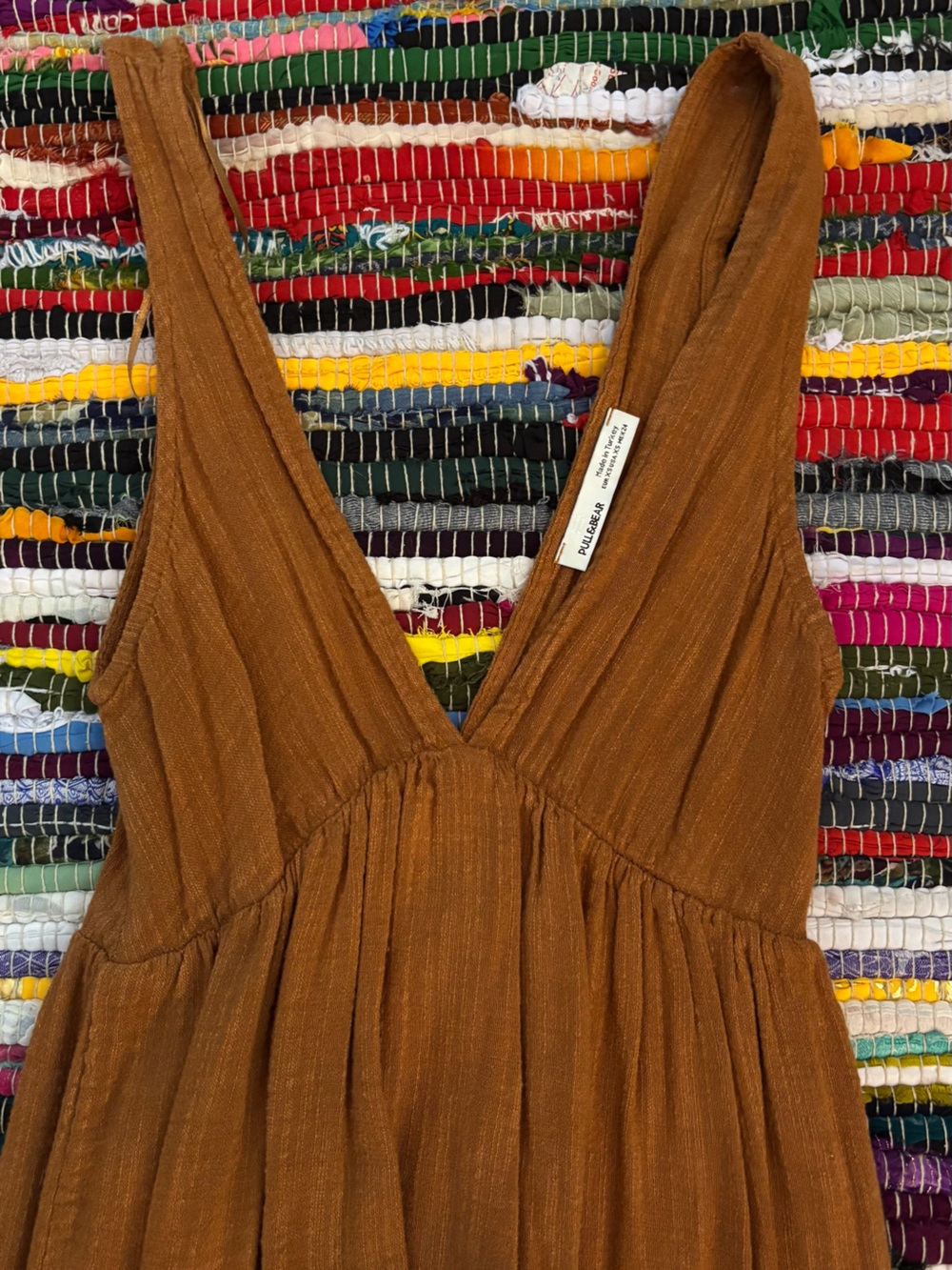 PULL&BEAR RUST BROWN MINI DRESS - Picture 2 of 5
